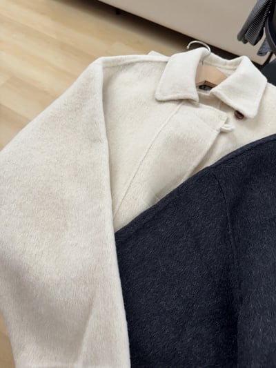 現貨 AZ02 設計扣中長板羊毛70%手工大衣 2色8