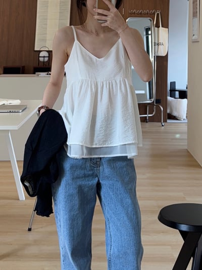 回歸) AL09 細肩傘狀雙層背心 2色8