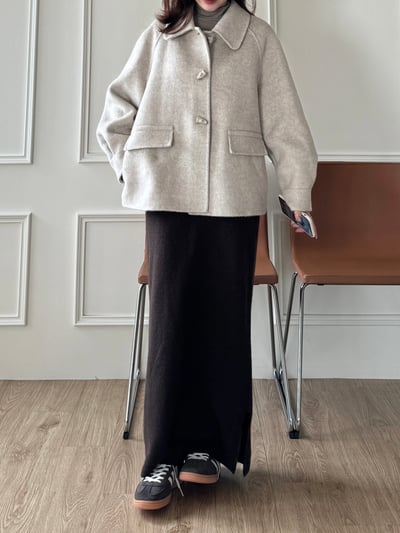 現貨 BEST！回歸) 牛角扣70%羊毛手工外套 2色9