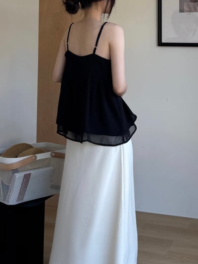 回歸) AL09 細肩傘狀雙層背心 2色5