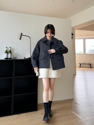 現貨 BEST！回歸) 牛角扣70%羊毛手工外套 2色14