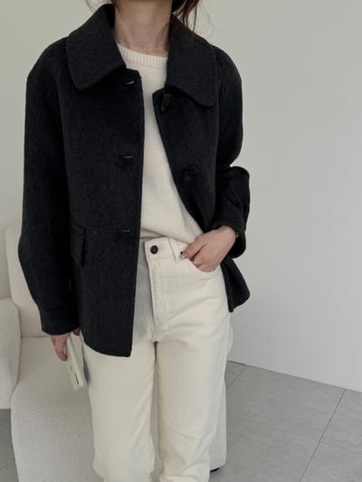 現貨 BEST！回歸) 牛角扣70%羊毛手工外套 2色23