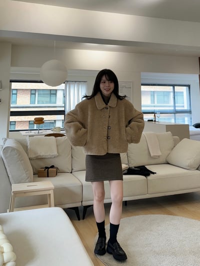 現貨 BEST！回歸) 合身微辣半袖小高領洋裝 2色13