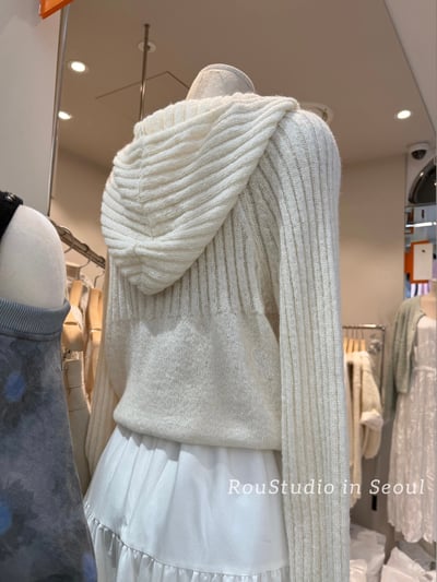 BB14 推！連帽馬海毛柔軟坑紋開衫 2色3