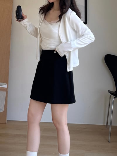 新增新色回歸) AL07 細肩網紗bar背心+小罩衫set 2色7