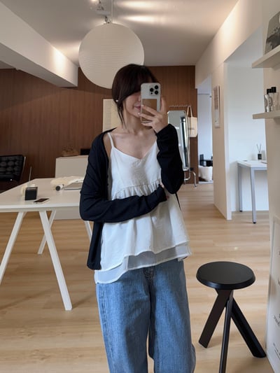 回歸) AL10 木耳邊2扣小罩衫 2色6