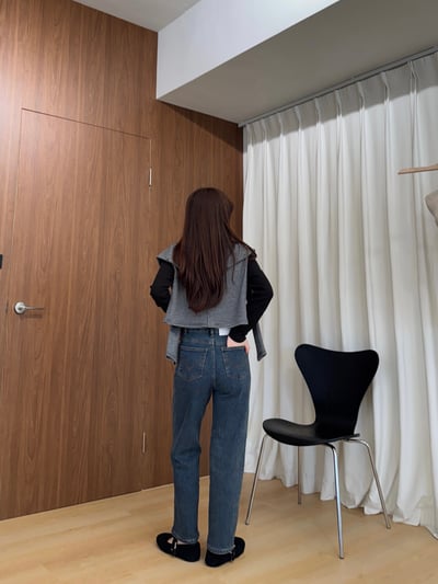 AZ13 復古刷色彈性磨毛窄管褲 1色 SML3