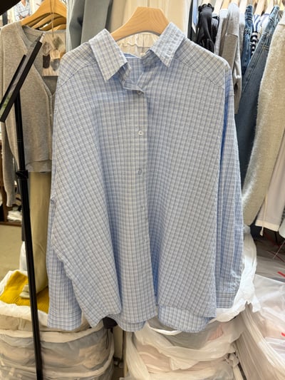 BB17 清爽細格紋泡泡紗襯衫 1色1