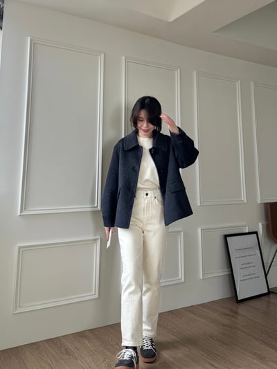 現貨 BEST！回歸) 牛角扣70%羊毛手工外套 2色19