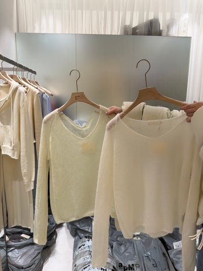 BB12 鬆軟馬海毛微V領透膚上衣 2色1