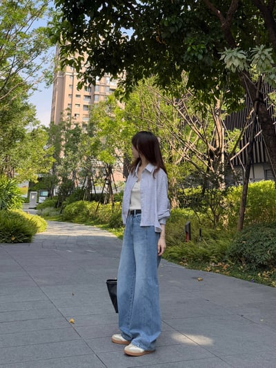 現貨 AU16 BEST！大推！車線顯瘦刷色牛仔褲 SML5