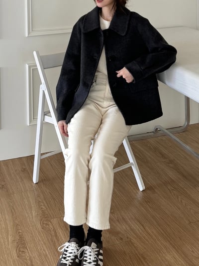 現貨 BEST！回歸) 牛角扣70%羊毛手工外套 2色24