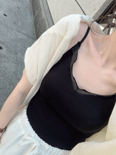 回歸) AC01 自留！內搭單穿都漂亮！網紗細肩小背心 3色9