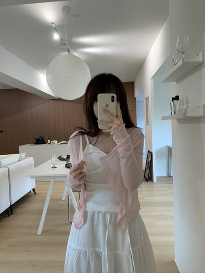 回歸) AS05 柔軟天絲木耳邊紋理小罩衫 2色17