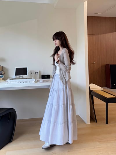 回歸) AS05 柔軟天絲木耳邊紋理小罩衫 2色7