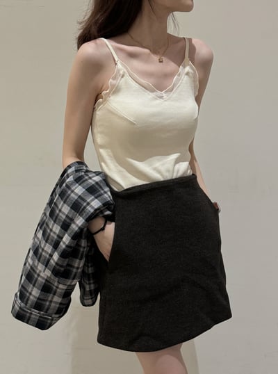 回歸) AC01 自留！內搭單穿都漂亮！網紗細肩小背心 3色6