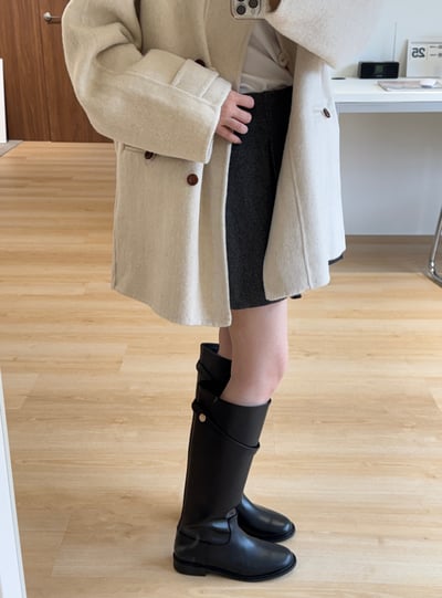 現貨 AZ02 設計扣中長板羊毛70%手工大衣 2色11