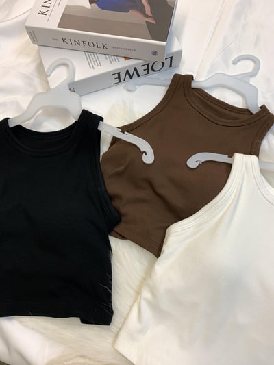 現貨 回歸) 短版Bra top削肩背心 3色13