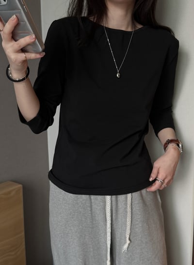BB05 推！自留 微船型領七分袖上衣 3色4