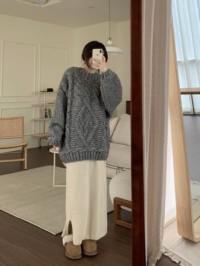 現貨 回歸) QQ蓬鬆麻花毛衣 3色15