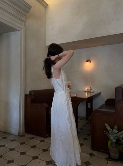 BB13 細肩揉皺唯美飄逸長洋 1色5