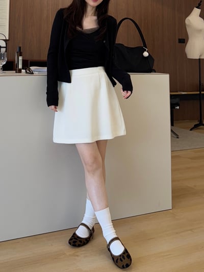 回歸) AL05 顯瘦小標A字短裙 3色 SM9