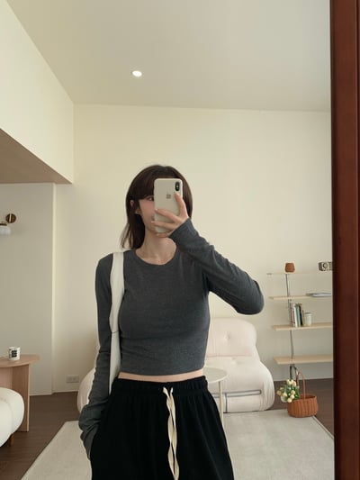 現貨 回歸) 合身短版長袖上衣 4色14