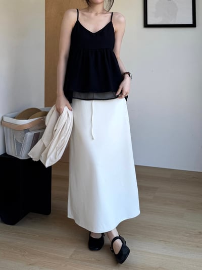 回歸) AL09 細肩傘狀雙層背心 2色6