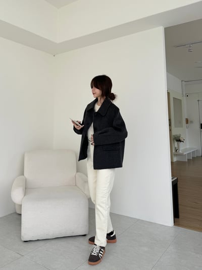 現貨 BEST！回歸) 牛角扣70%羊毛手工外套 2色21