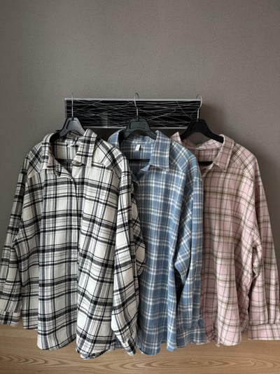 BB01 舒服格紋寬鬆襯衫 3色1
