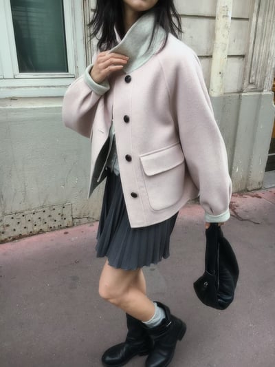 WHM01 大推薦！兩面穿100%羊毛手工大衣 (26年新色！粉色/黑色賣場)13