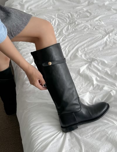 AY29 自留！超顯腿細！小金扣長靴 2色 23-2516