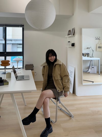 現貨 BEST！回歸) 合身微辣半袖小高領洋裝 2色16