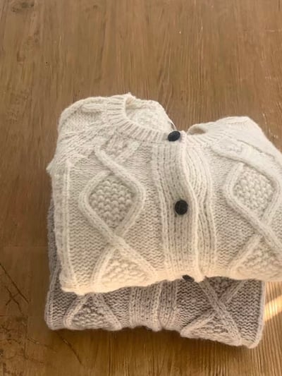 現貨 AY09 自留！細緻麻花羊駝毛開衫 2色1