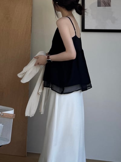 回歸) AL09 細肩傘狀雙層背心 2色3