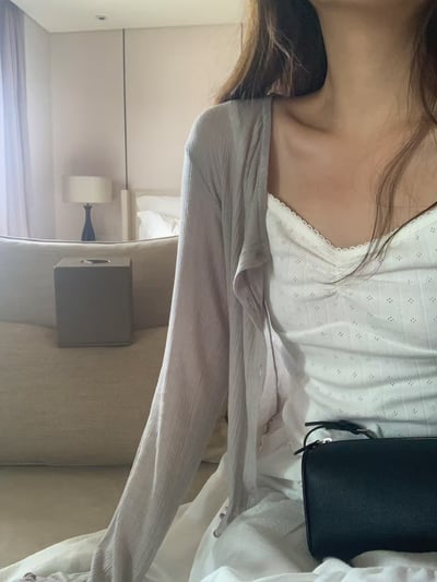 回歸) AS05 柔軟天絲木耳邊紋理小罩衫 2色14