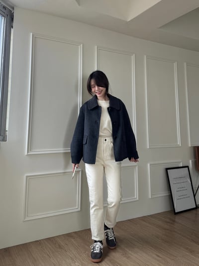 現貨 BEST！回歸) 牛角扣70%羊毛手工外套 2色20