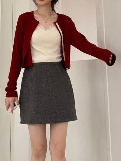 現貨 BEST！ 回歸) 自留！超好搭毛呢短裙 2色SM15