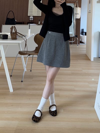 回歸) AL05 顯瘦小標A字短裙 3色 SM7