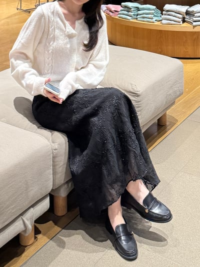 回歸) AJ10 氣質滿滿雕花長裙 2色5