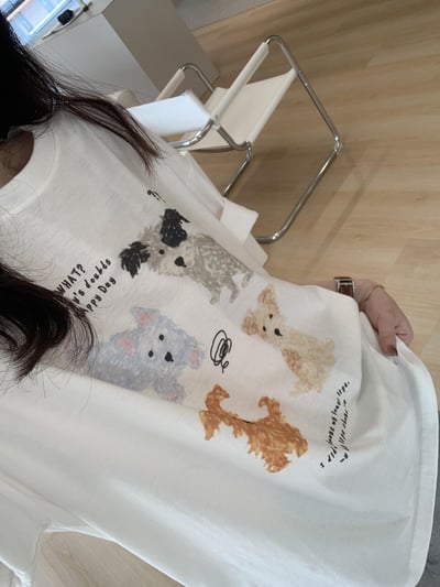 現貨 BD05 可愛手繪狗狗寬鬆T5