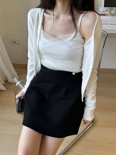 回歸) AL05 顯瘦小標A字短裙 3色 SM2