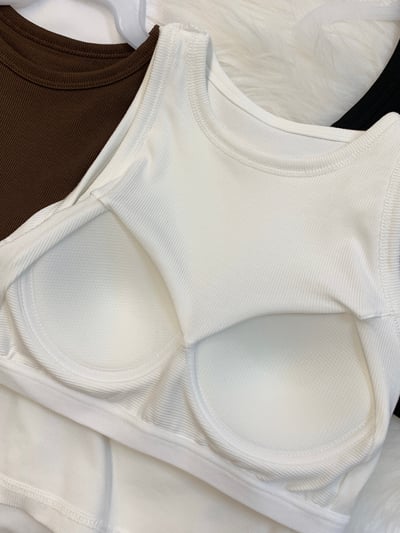 現貨 回歸) 短版Bra top削肩背心 3色14