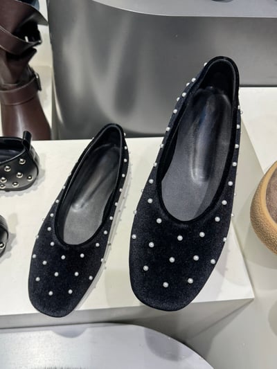 回歸) AW20 精緻絨面珍珠娃娃鞋 225-252