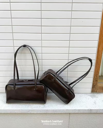 B42 Bucks&Leather  26年新款！推！大款 牛皮光滑亮面法式吐司包1