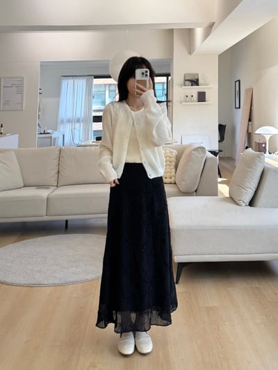 回歸) AJ10 氣質滿滿雕花長裙 2色11