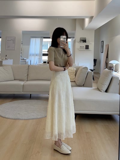 回歸) AJ10 氣質滿滿雕花長裙 2色7