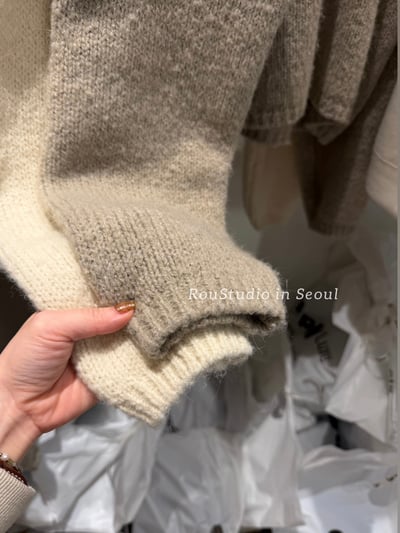 CB36 OUNCE 厚實馬海毛圓領排釦開衫 2色16
