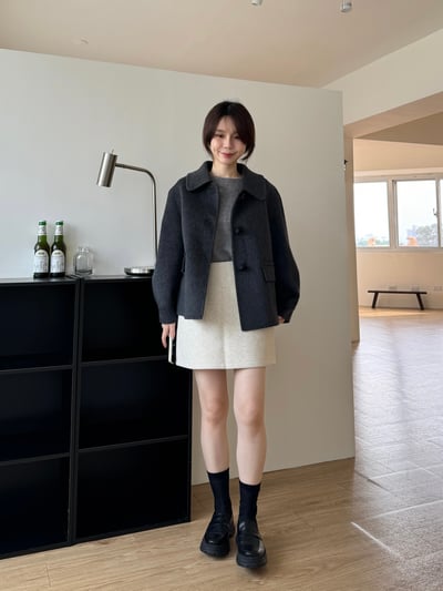 現貨 BEST！回歸) 牛角扣70%羊毛手工外套 2色18