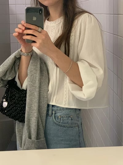 回歸 AK04 OUNCE 推！精緻布蕾絲上衣 2色3